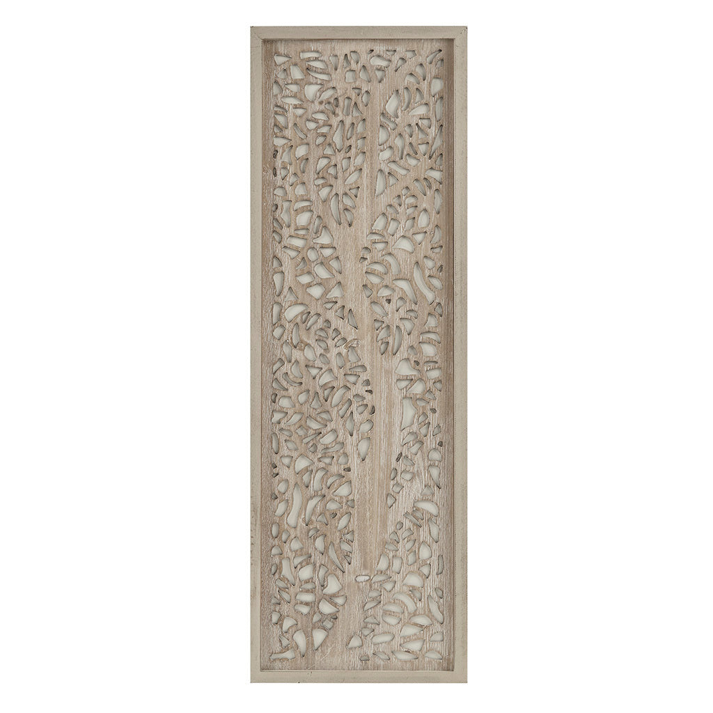 Laurel Branches Laser Cut Tree Framed Panel Wall Decor - Natural