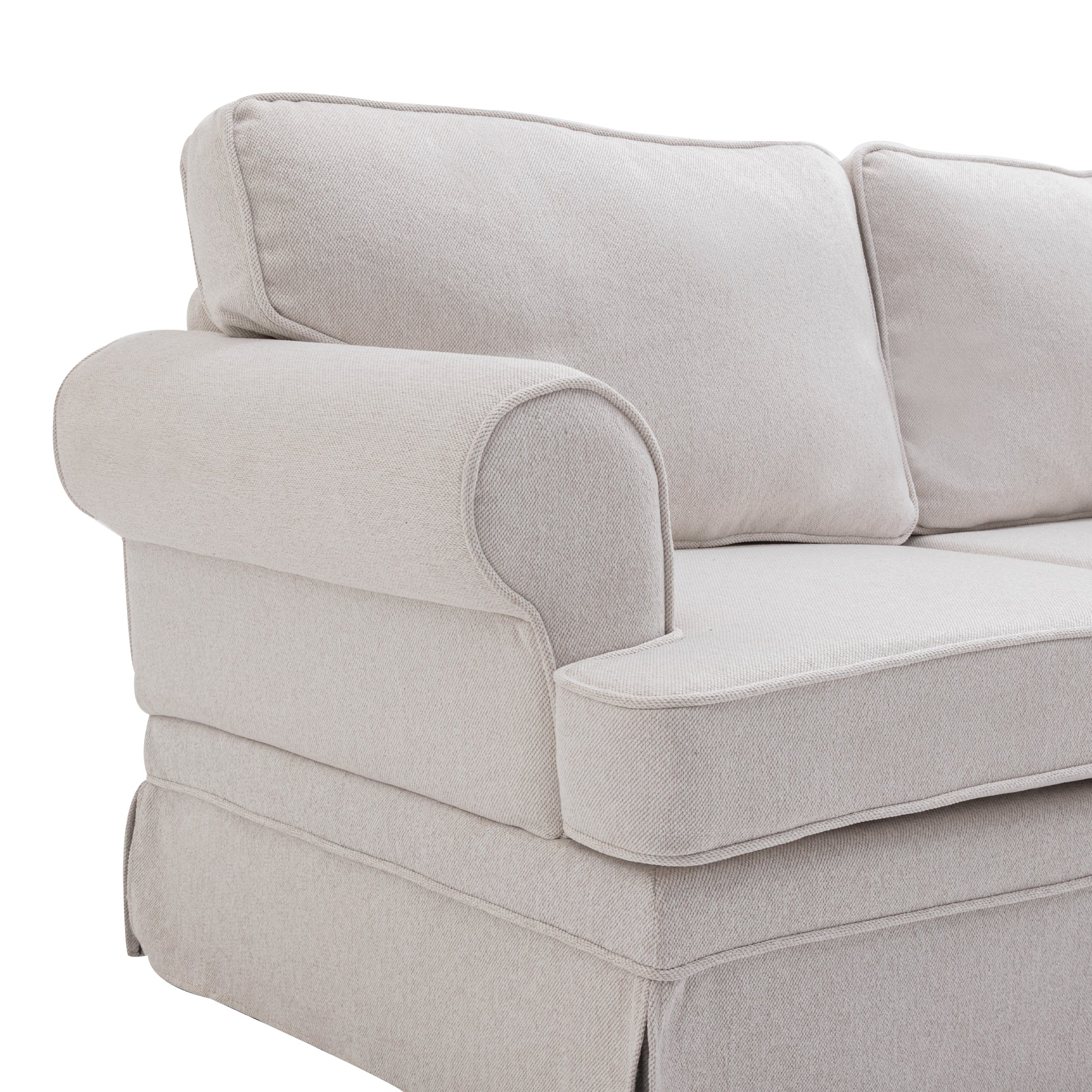 109.4" Fabric Upholstered Modular Sofa Collection, Sectional Couch with removable Ottoman  - Light Beige