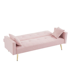 PINK Velvet Sleeper Convertible Folding Futon Sofa Bed