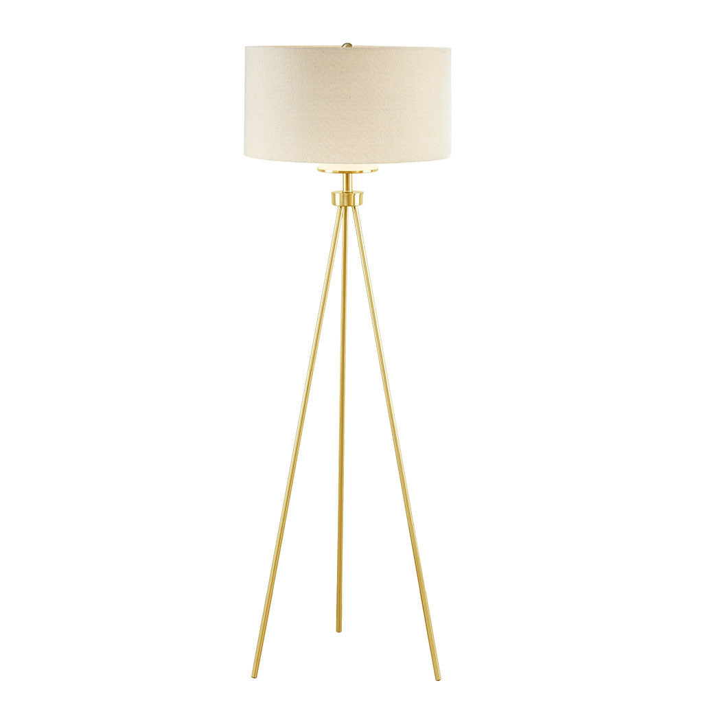 Pacific Metal Tripod Floor Lamp with Glass Shade - Gold