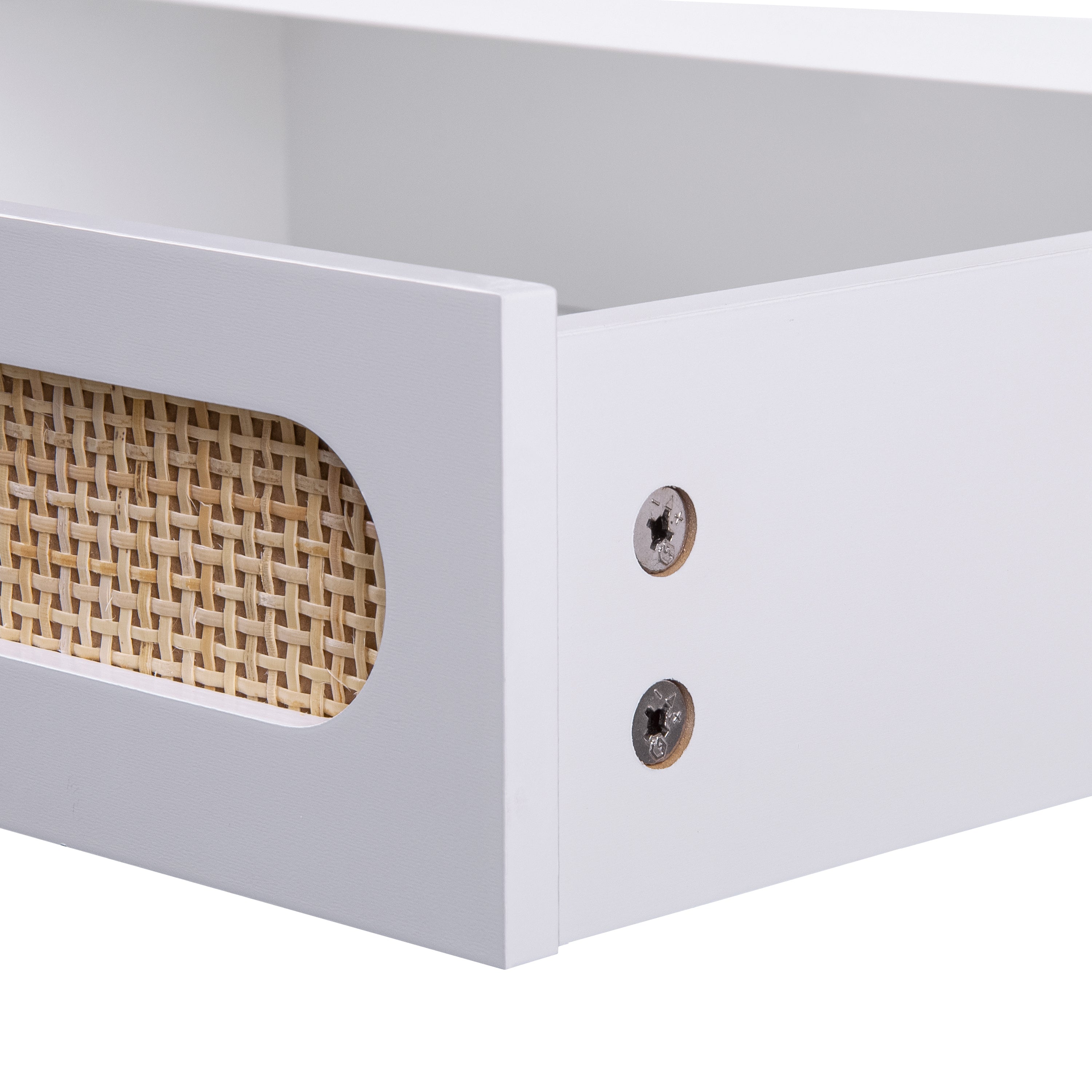 Rattan Coffee Table Modern with 2 Drawers
