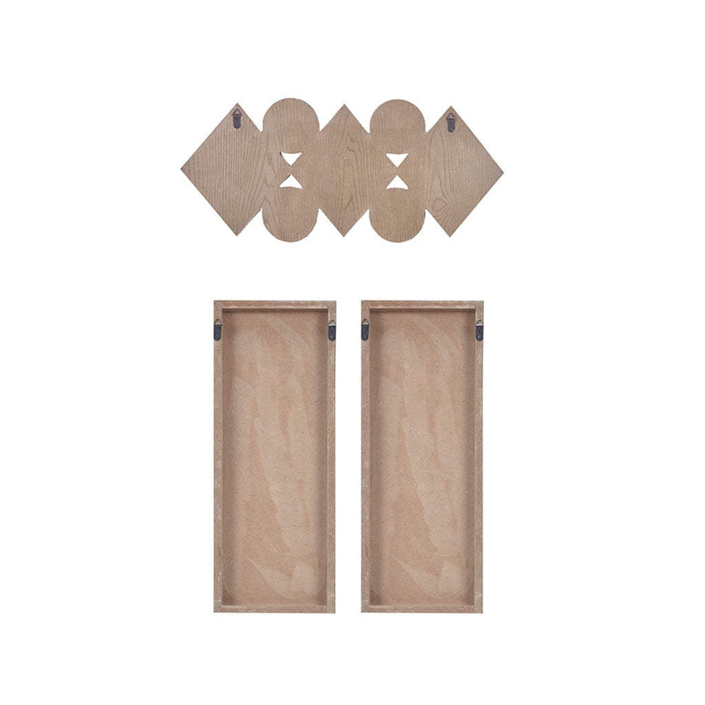 Ash Carved Wood 3 Piece Set Wall Decor - Grey