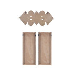 Ash Carved Wood 3 Piece Set Wall Decor - Grey