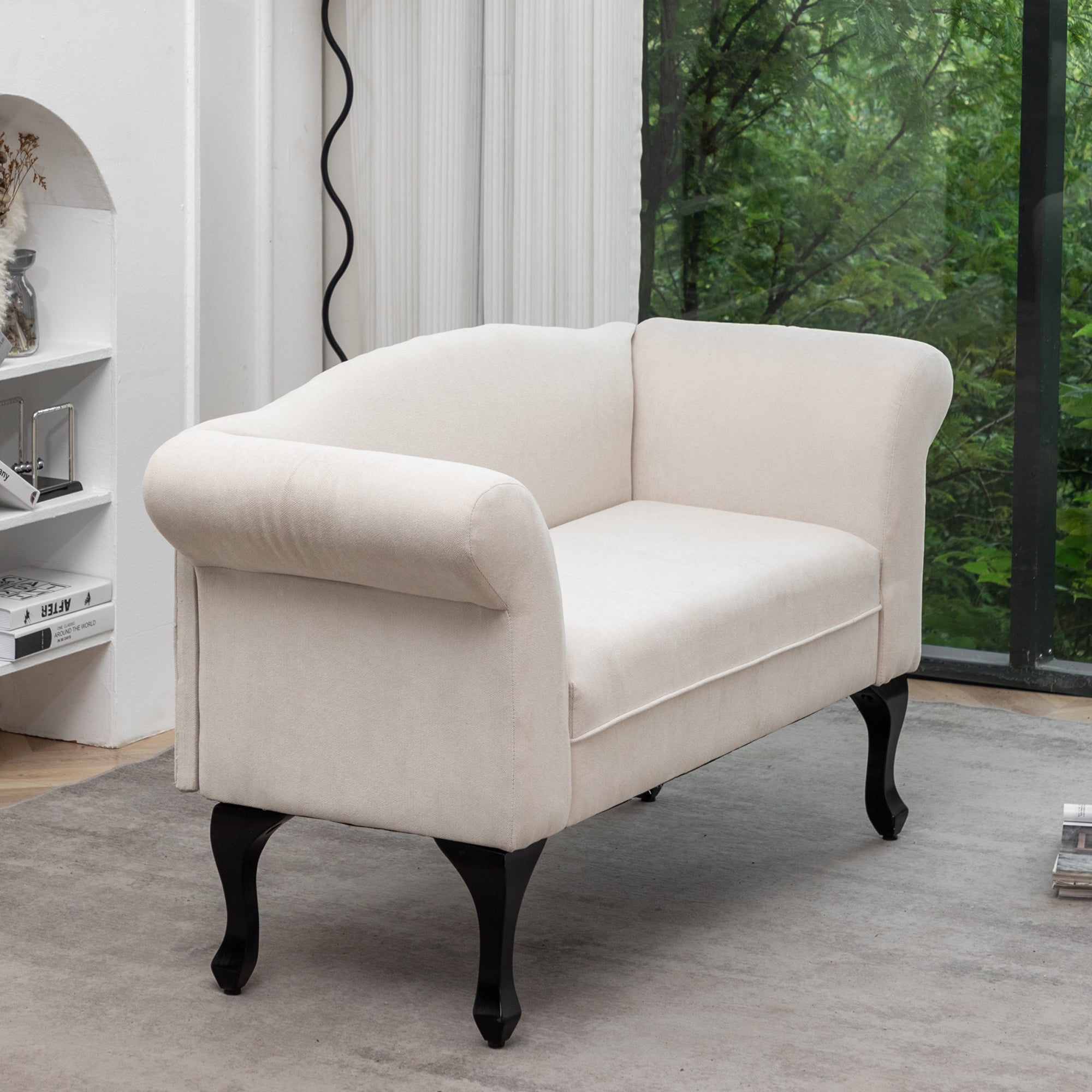 2 Seat Kids Sofa, Toddler Couch Lounge Bed with Wooden Legs - White