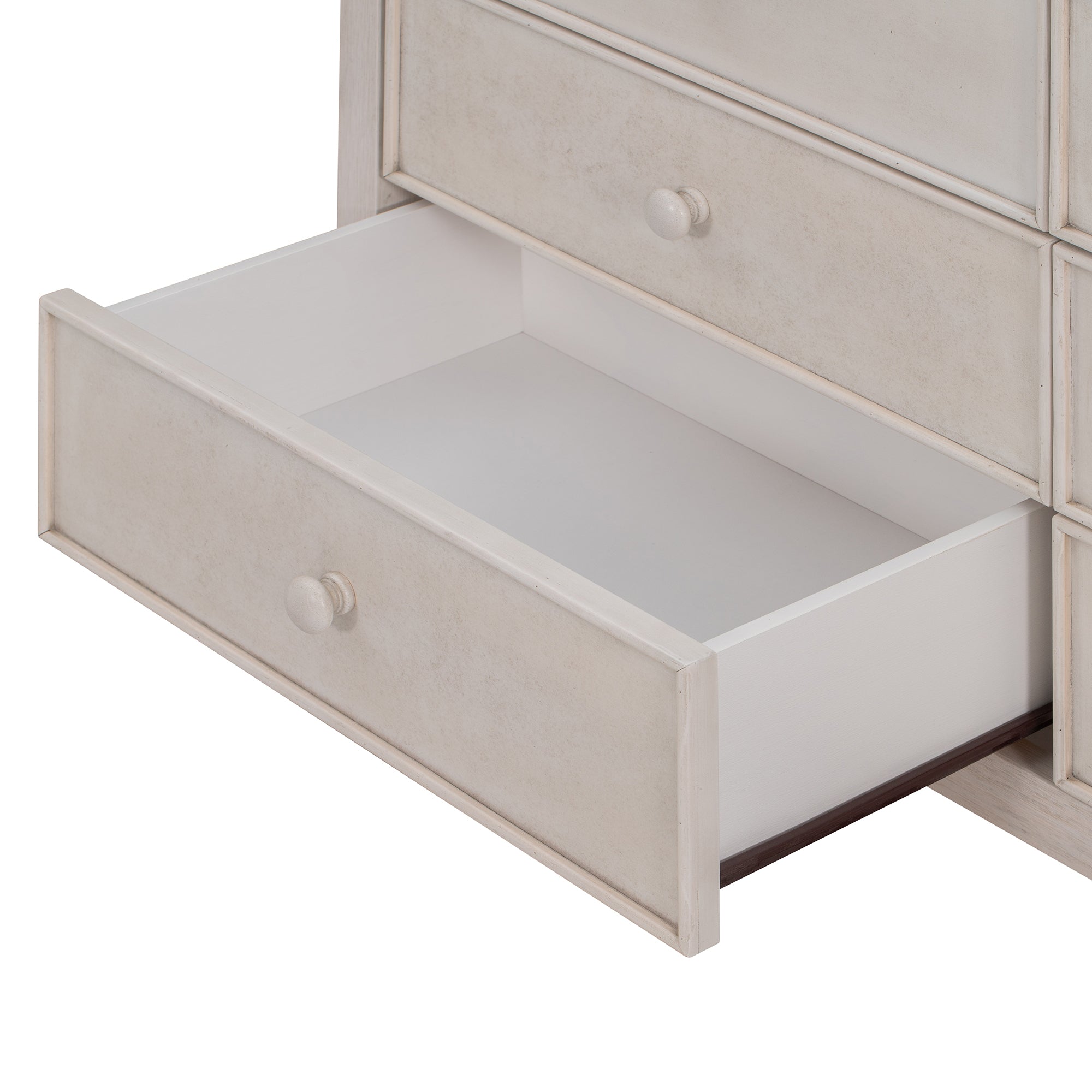 Rustic Wooden Dresser with 6 Drawers - Antique White