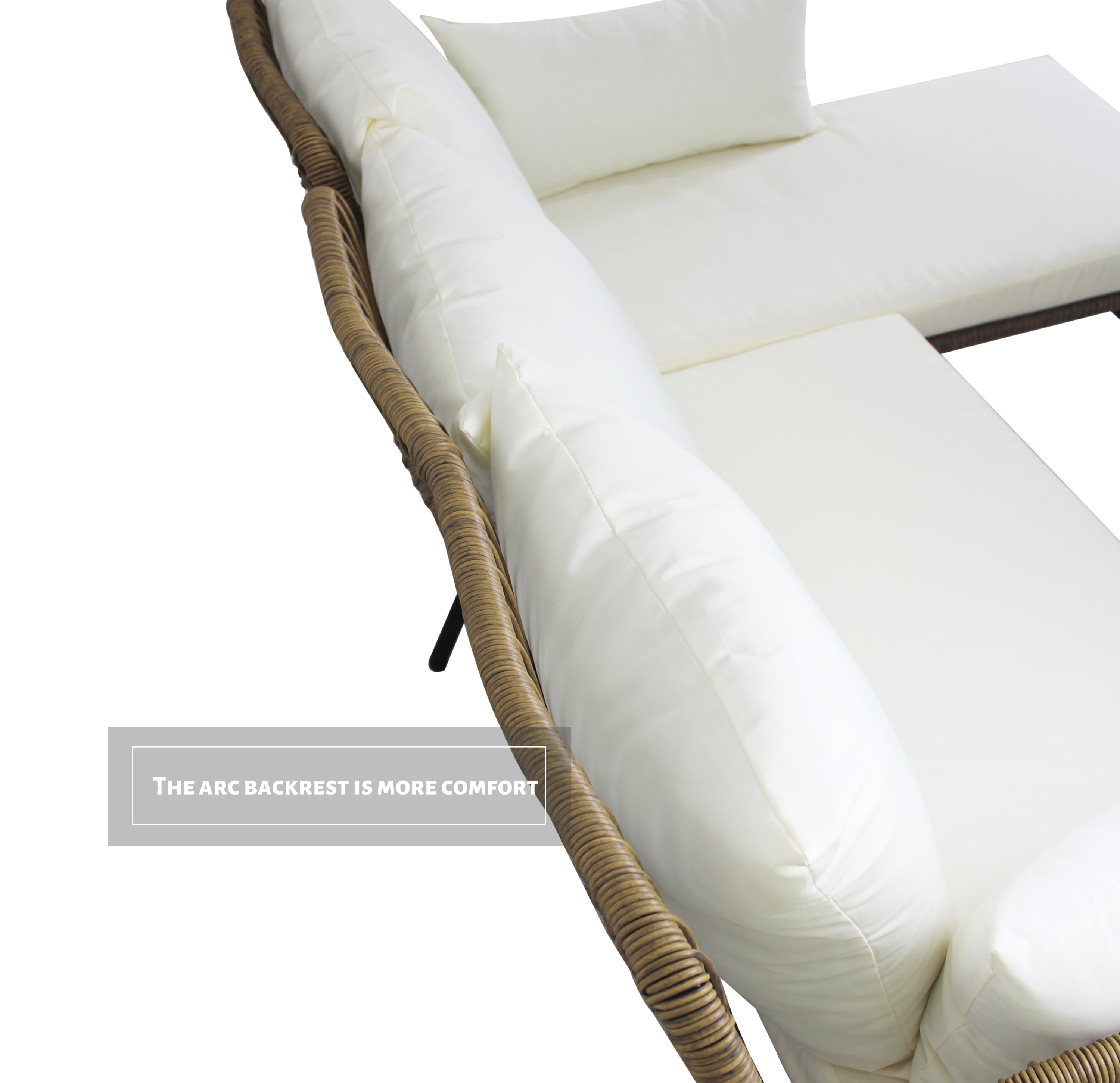 MAICOSY 3pc Outdoor Rattan Patio Garden Furniture Set Sectional L Shape Couch