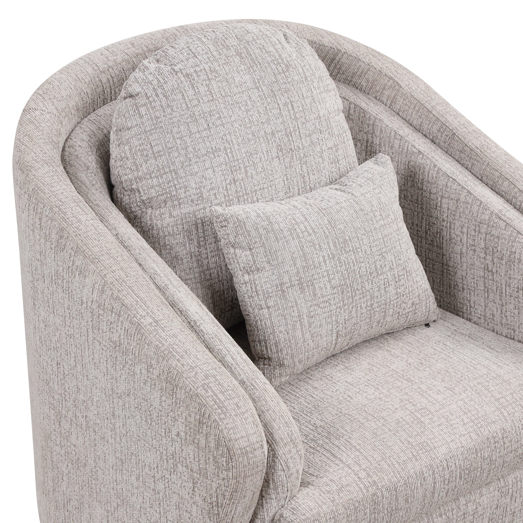 Mid-Century Accent Chair Arm Chair with Lumbar Pillow and Metal Legs - Light Grey