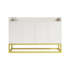 Stylish and Functional 4-Door Storage Cabinet with Square Metal Legs and Particle Board Material - White