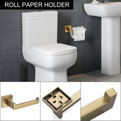 5 Pieces Bathroom Hardware Accessories Set Towel Bar Set Wall Mounted, Stainless Steel - Brushed Gold