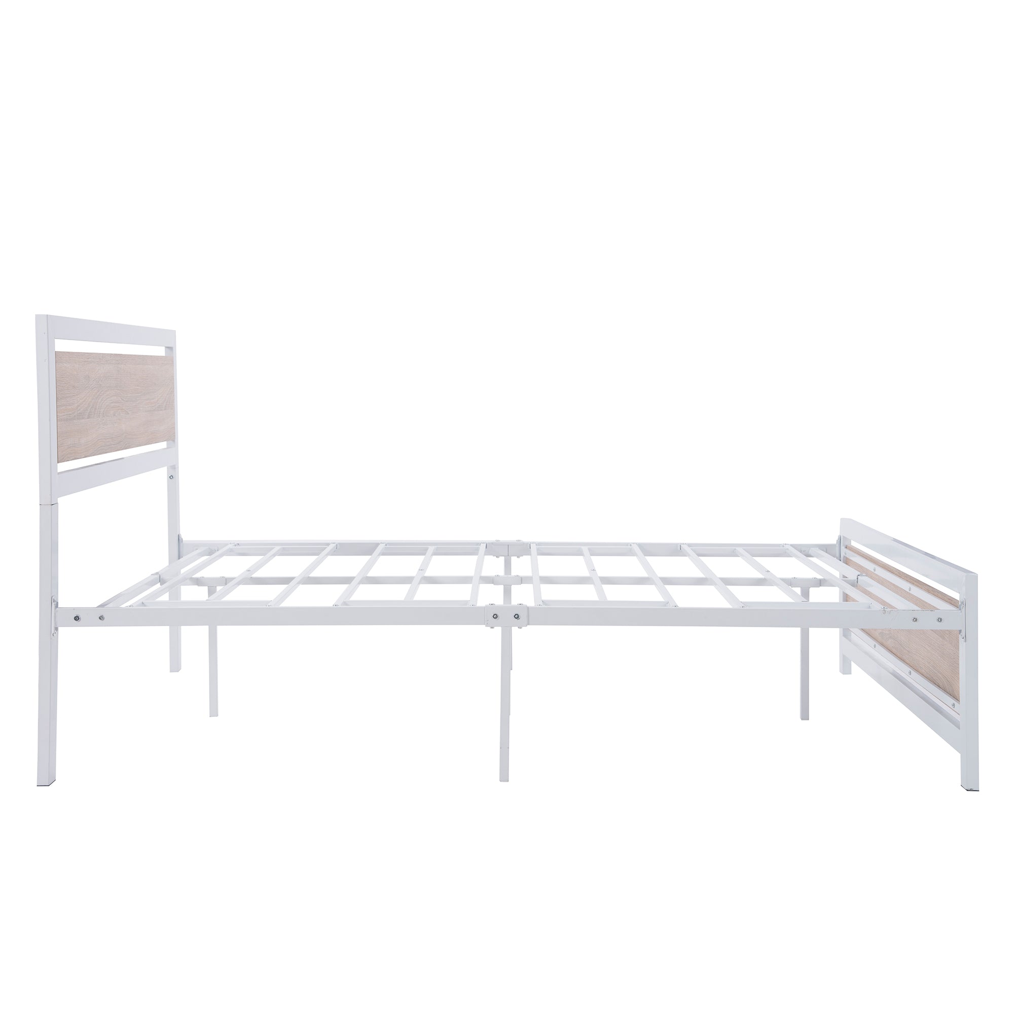 Full Size Platform Bed No Box Spring Needed- White