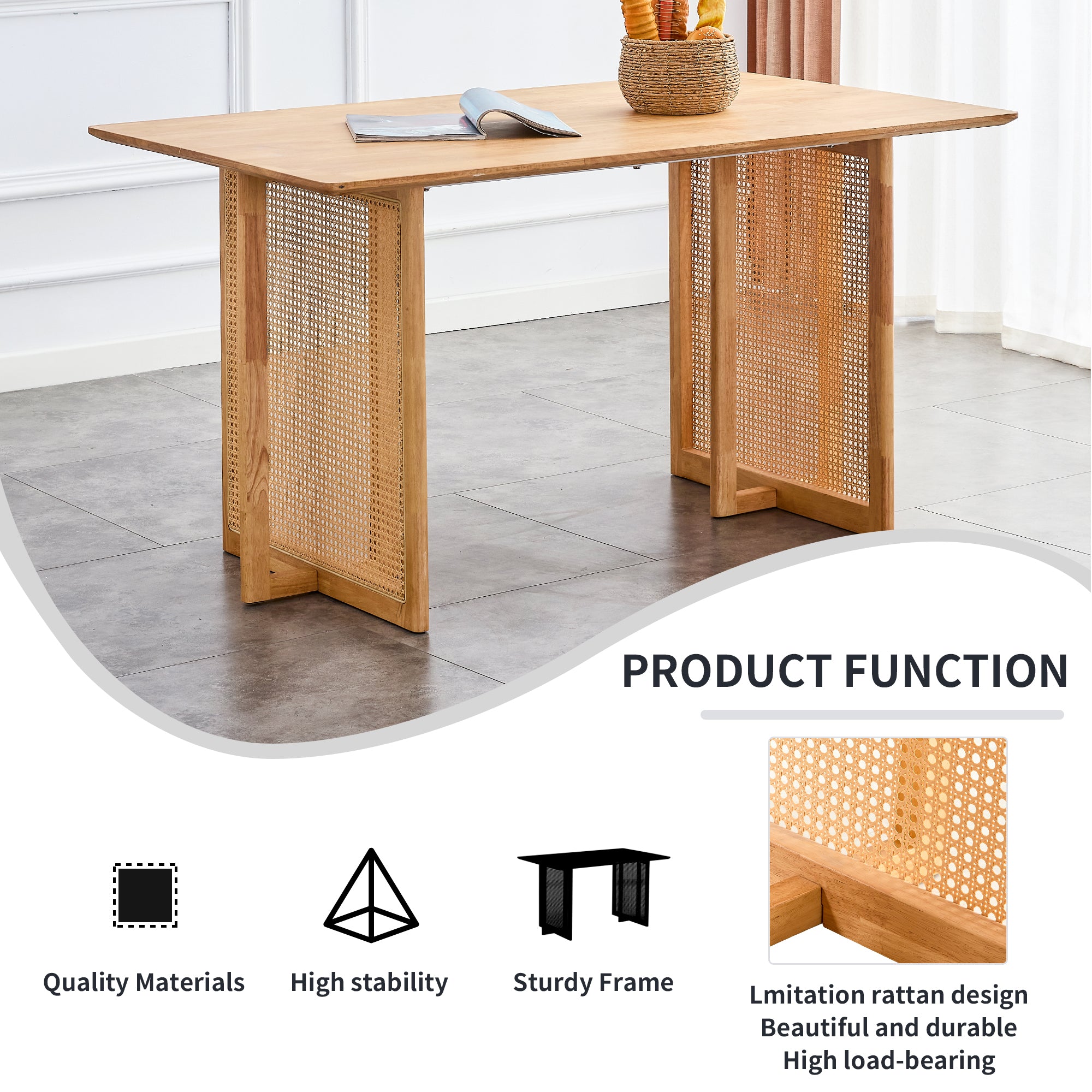 Retro Dining Table MDF Dining Table - Oak