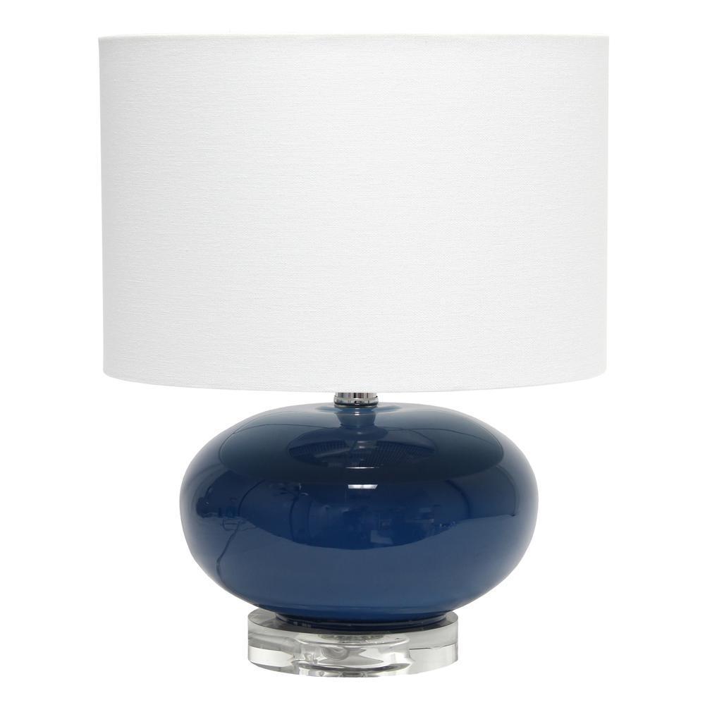 Modern Ceramic Table Lamp with White Fabric Shade - Blue