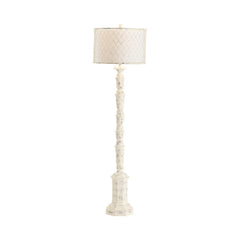 Whitewash Hand-Finished Floor Lamp, Linen Hardback Drum Shade