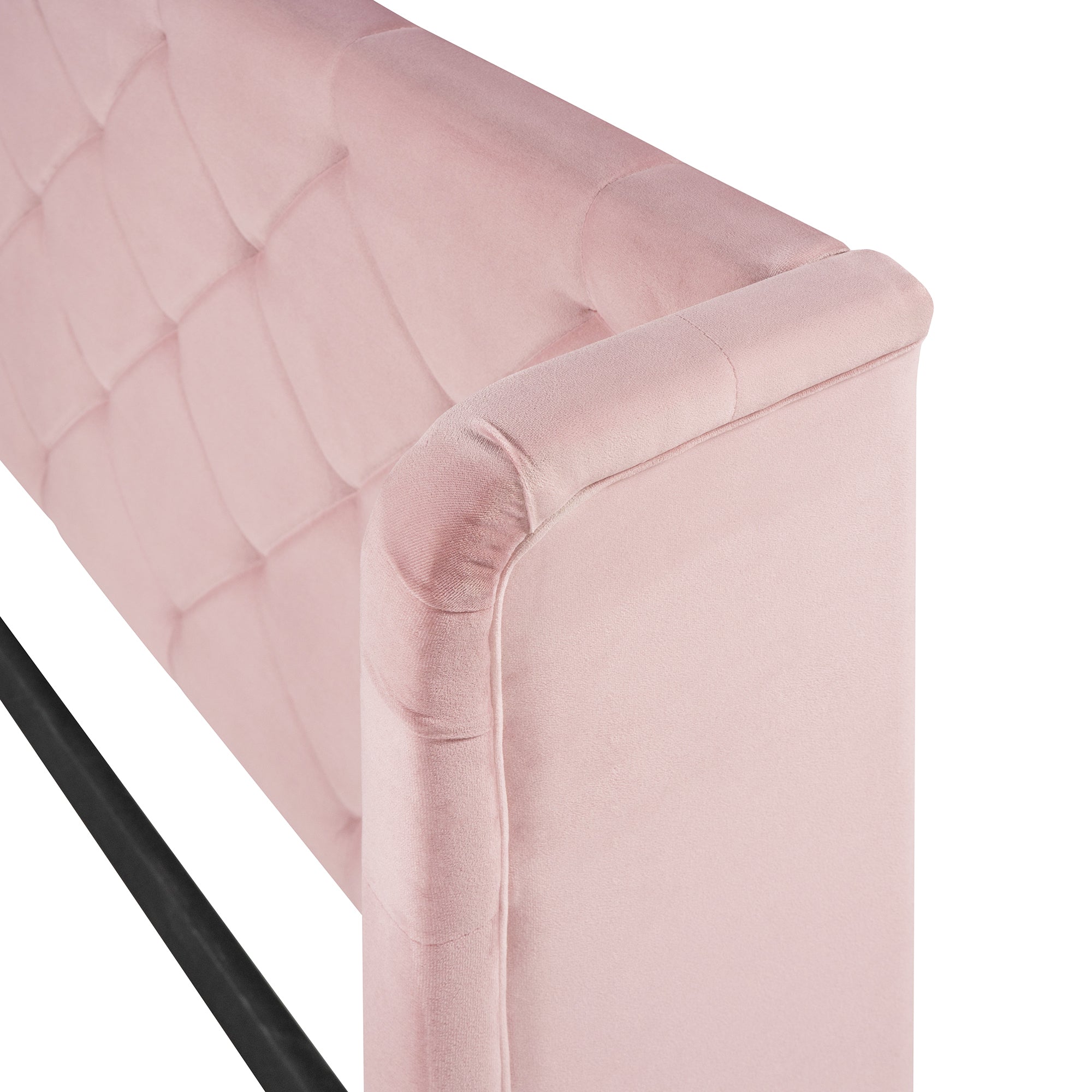 Queen Size Storage Bed Velvet Upholstered Platform Bed with Wingback Headboard and a Big Drawer - Pink