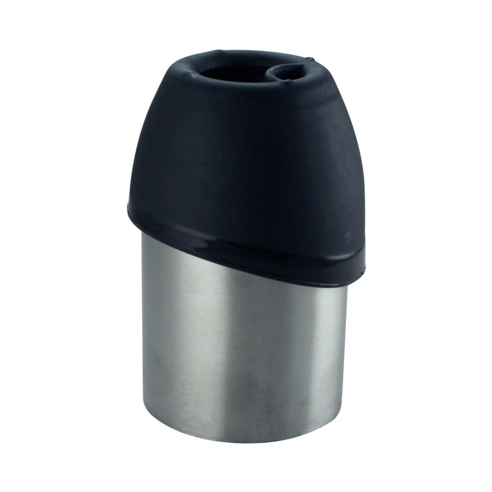 Plastic Fin Cap Pet Travel Water Bottle in Stainless Steel, Small - Silver and Black