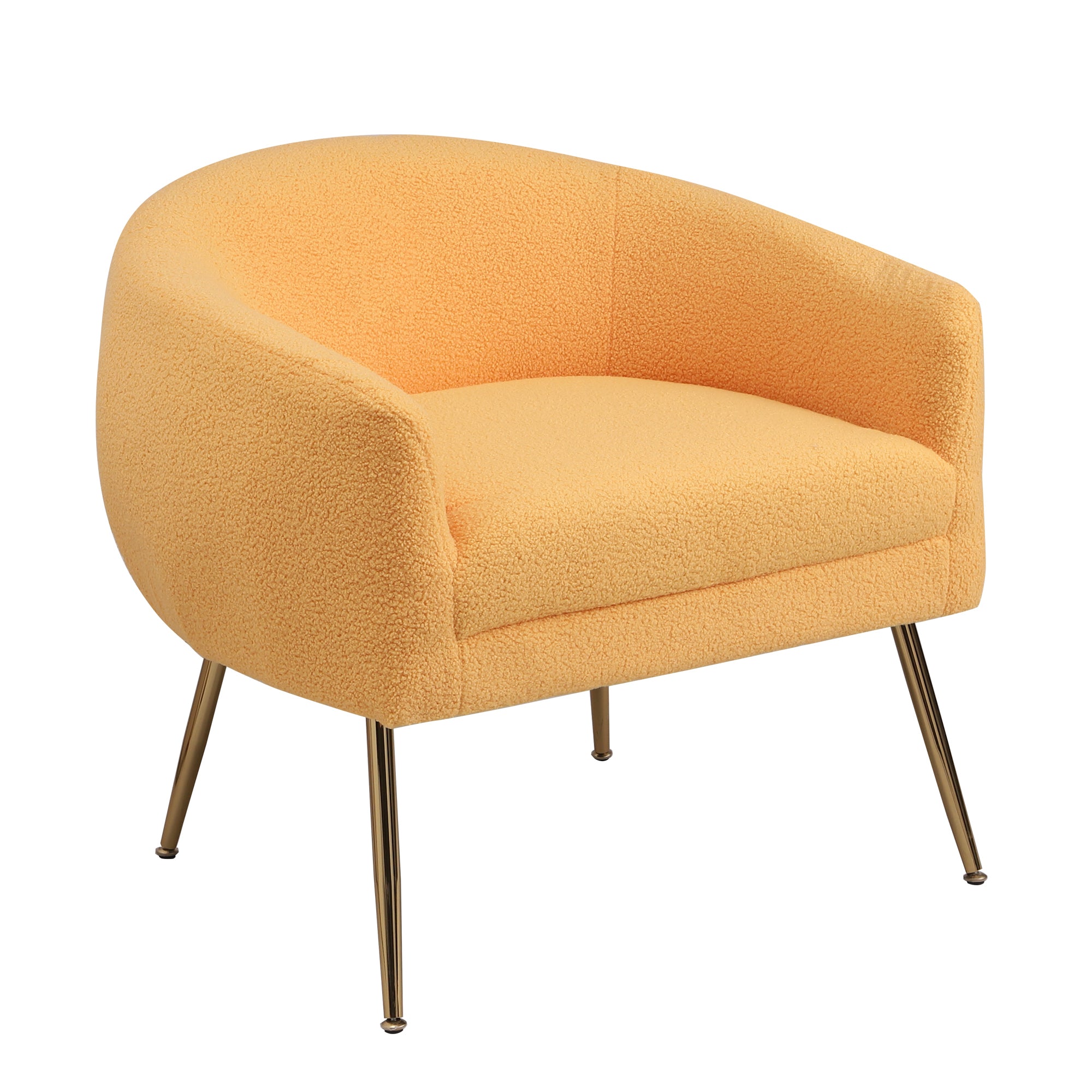 Accent Chair with Ottoman/Gold Legs, Modern Accent Chair for Living Room, Bedroom or Reception Room,Teddy Short Plush Particle Velvet Armchair with Ottoman - Yellow