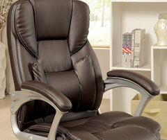 Comfortable Modern Contemporary Office Chair - Brown Leatherette Padded Armrests