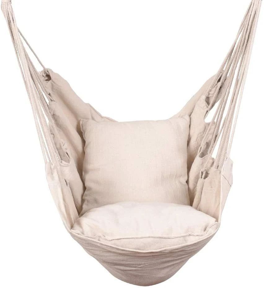 Hammocks Chair Swing Seat with 2 Seat Cushions and Carrying Bag - Natural