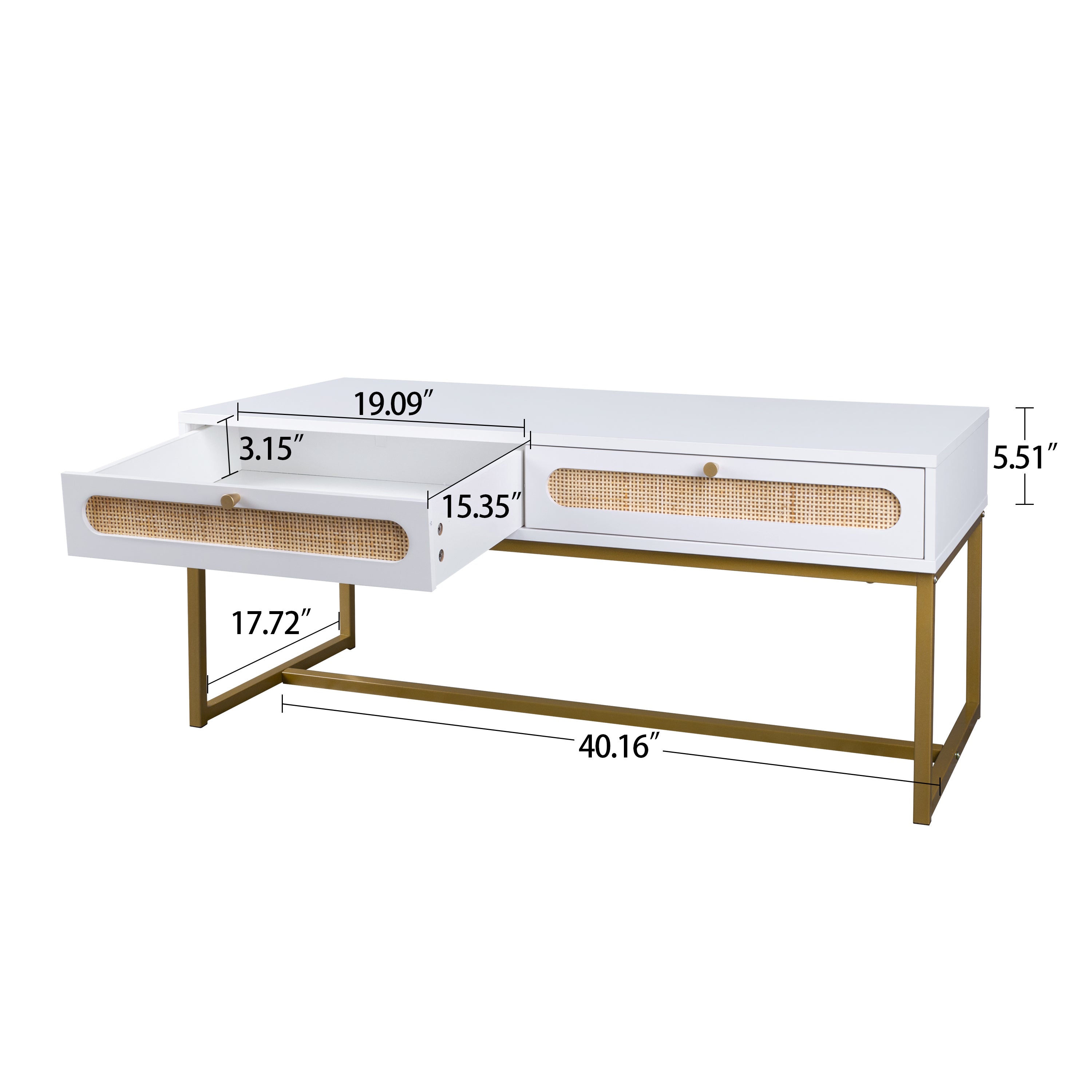 Rattan Coffee Table Modern with 2 Drawers