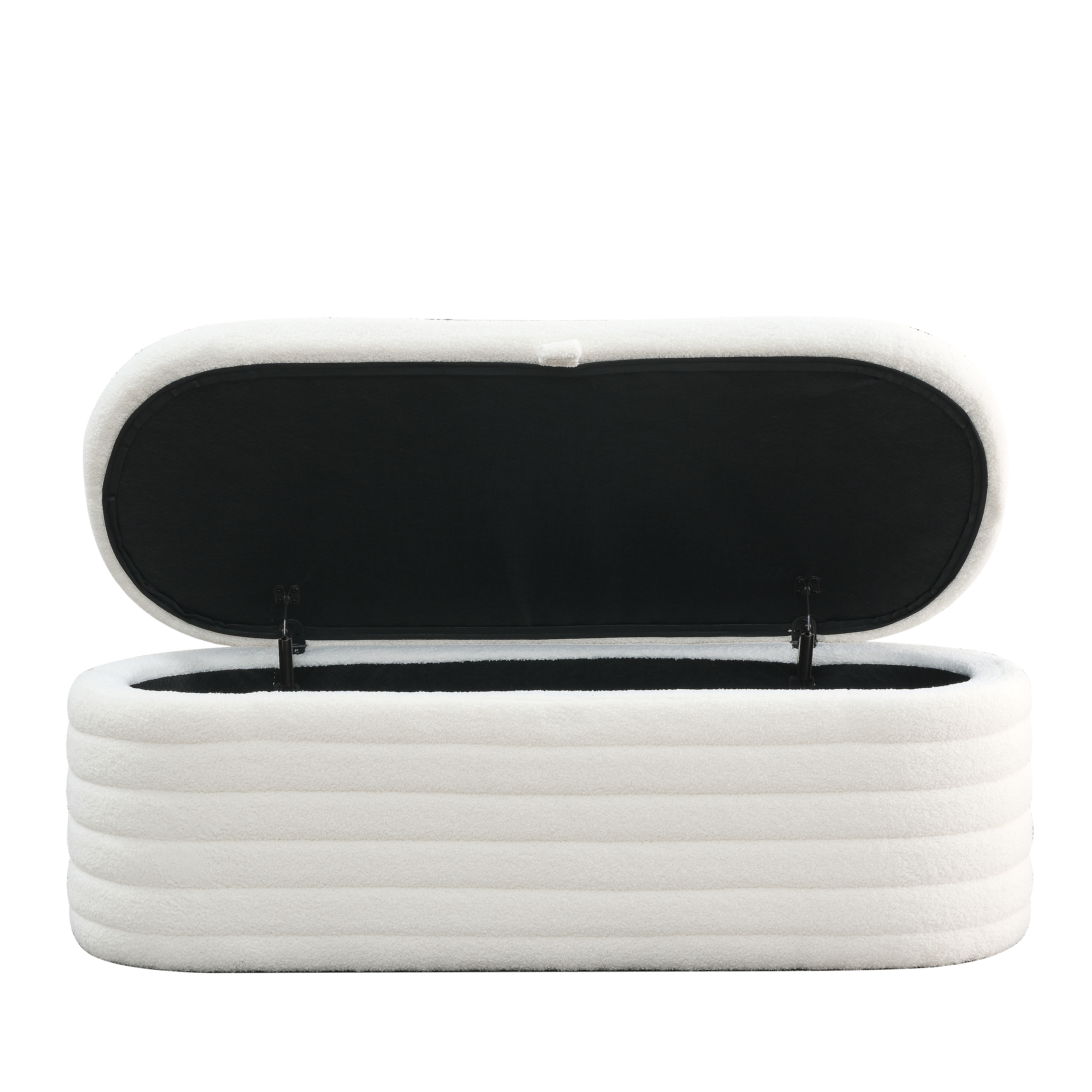 Storage Ottoman Bench Upholstered Fabric Storage - White Teddy