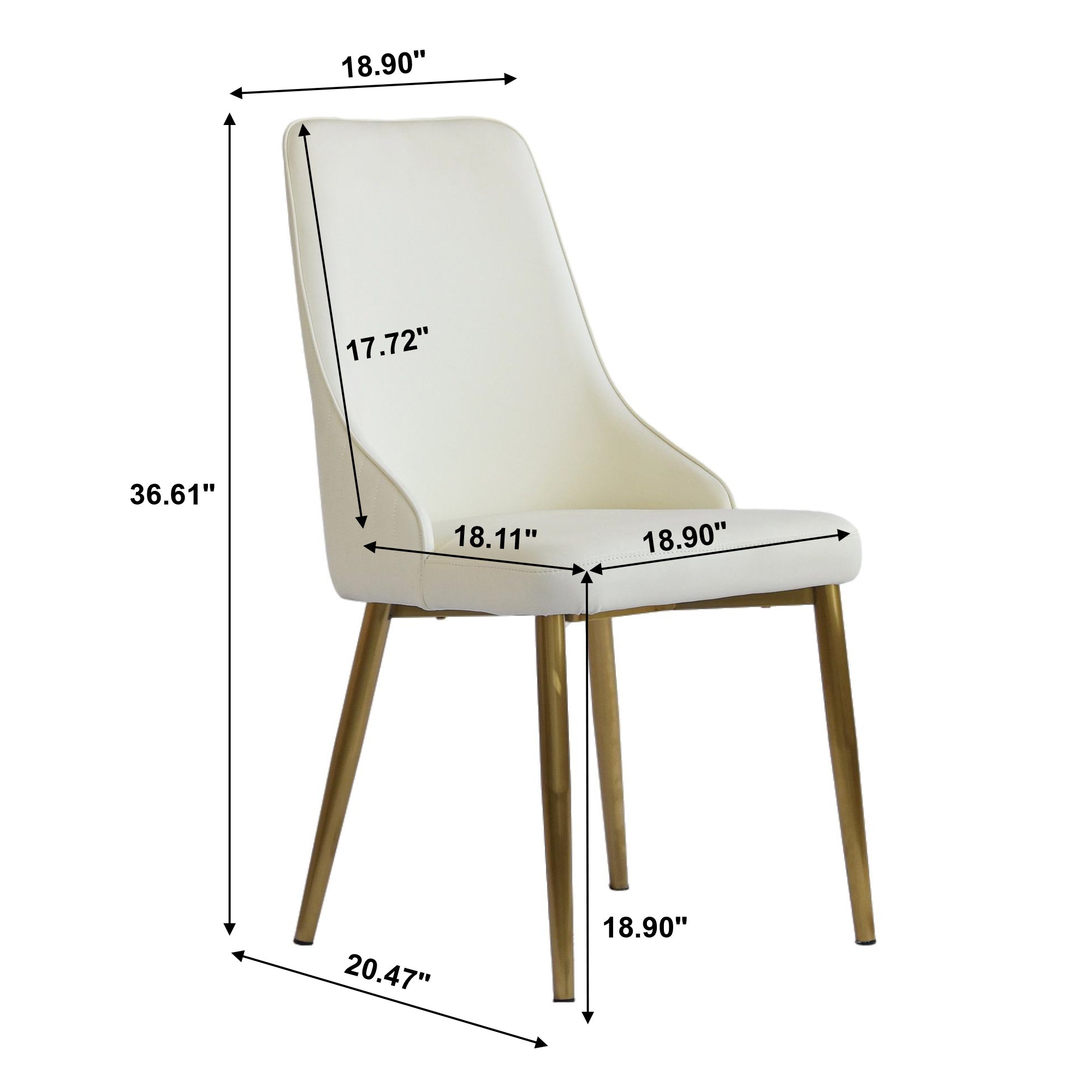 Modern Dining Chairs With Solid Wood Metal Legs (Set of 2) - White