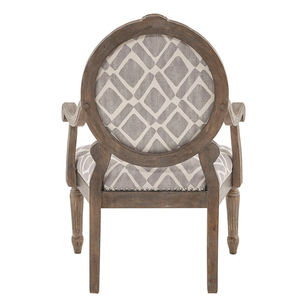 Brentwood Exposed Wood Arm Chair - Brown/ Grey