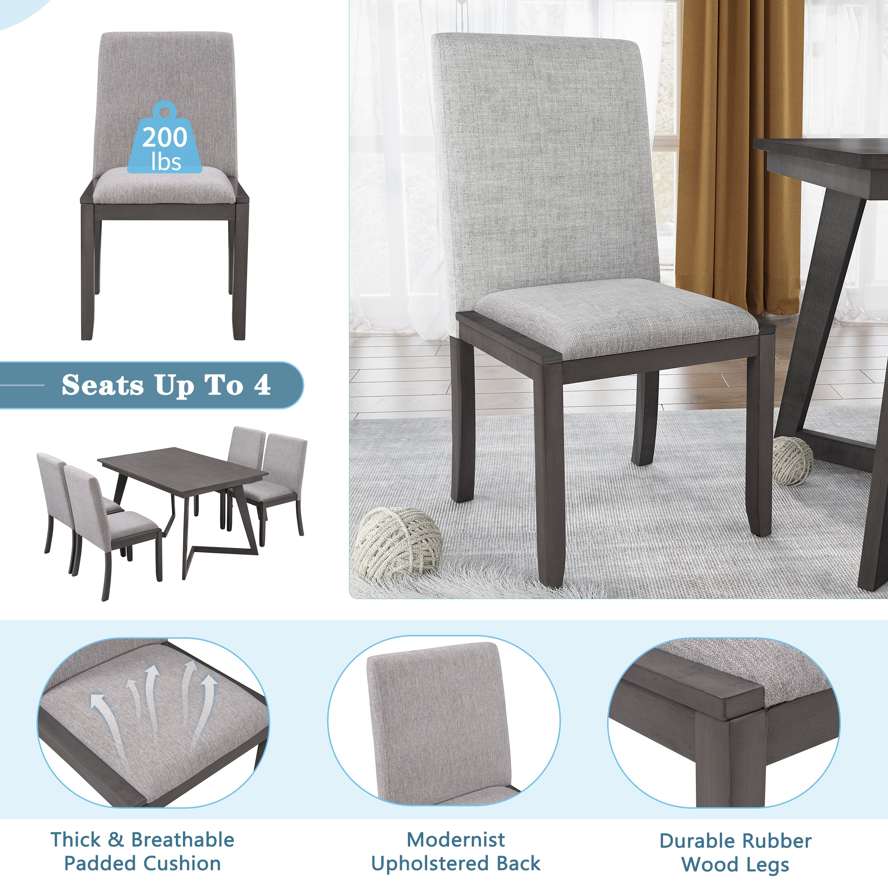 4 Linen Fabric Chairs