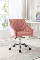 Modern Velvet Swivel Chair with Silver Feet - Pink