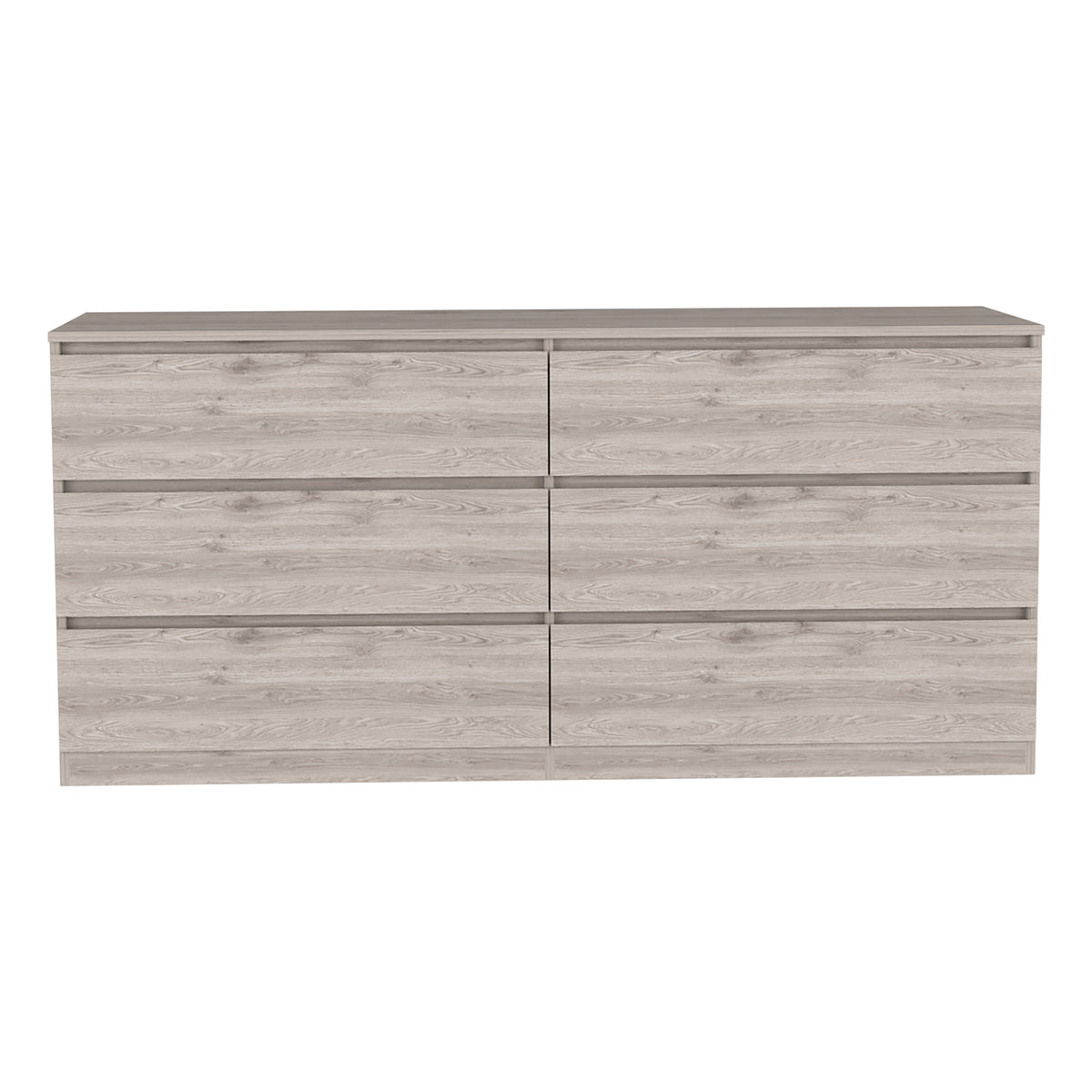 6 Drawer Double Dresser - Light Gray