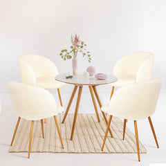 Teddy Faux Fur Dining Armrest Chair (Set of 2) - Off White