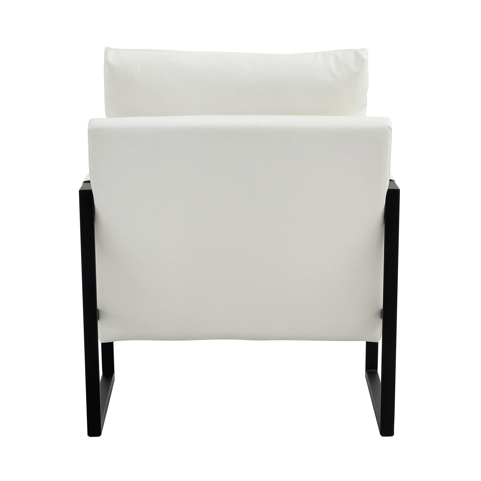 Modern Sofa Chair - White PU Leather + Metal Frame + Foam