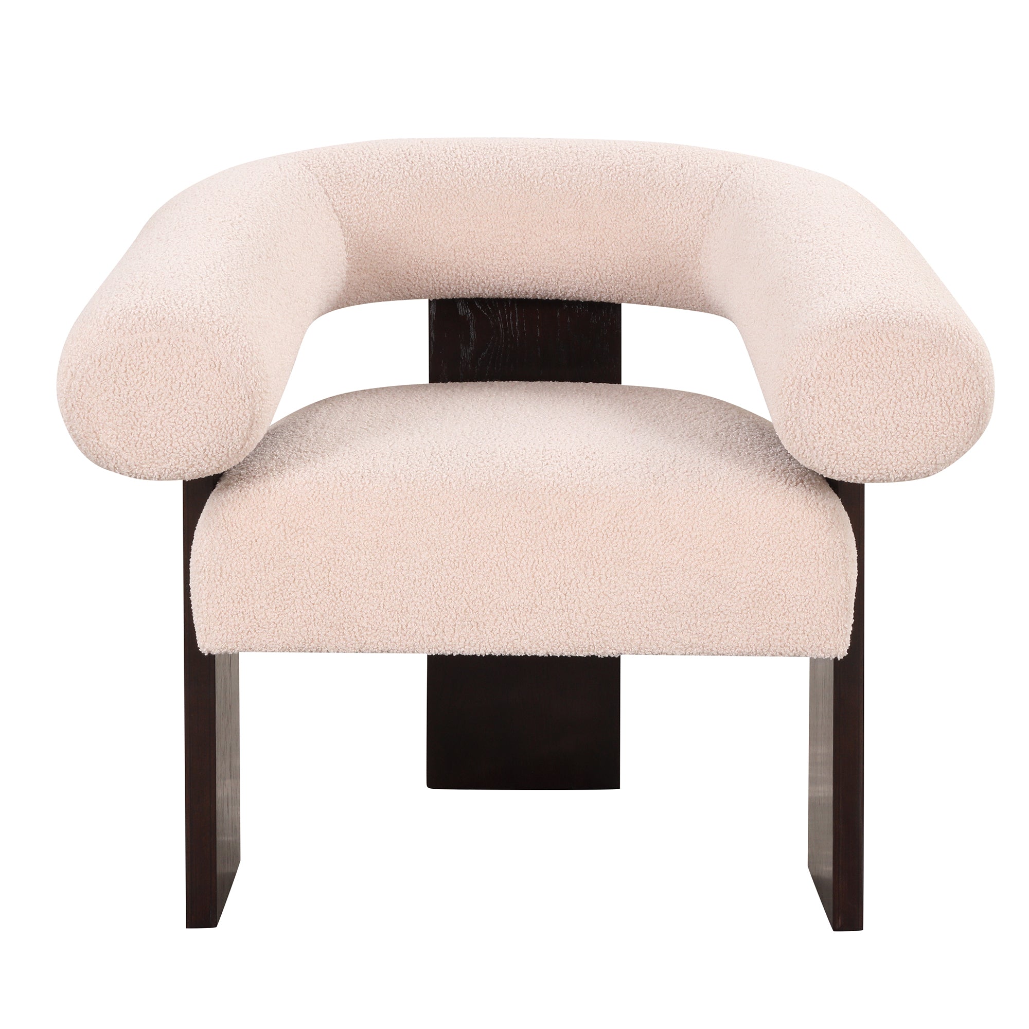 The Curved Wishbone Frame Accent Chair Teddy Velvet - Beige