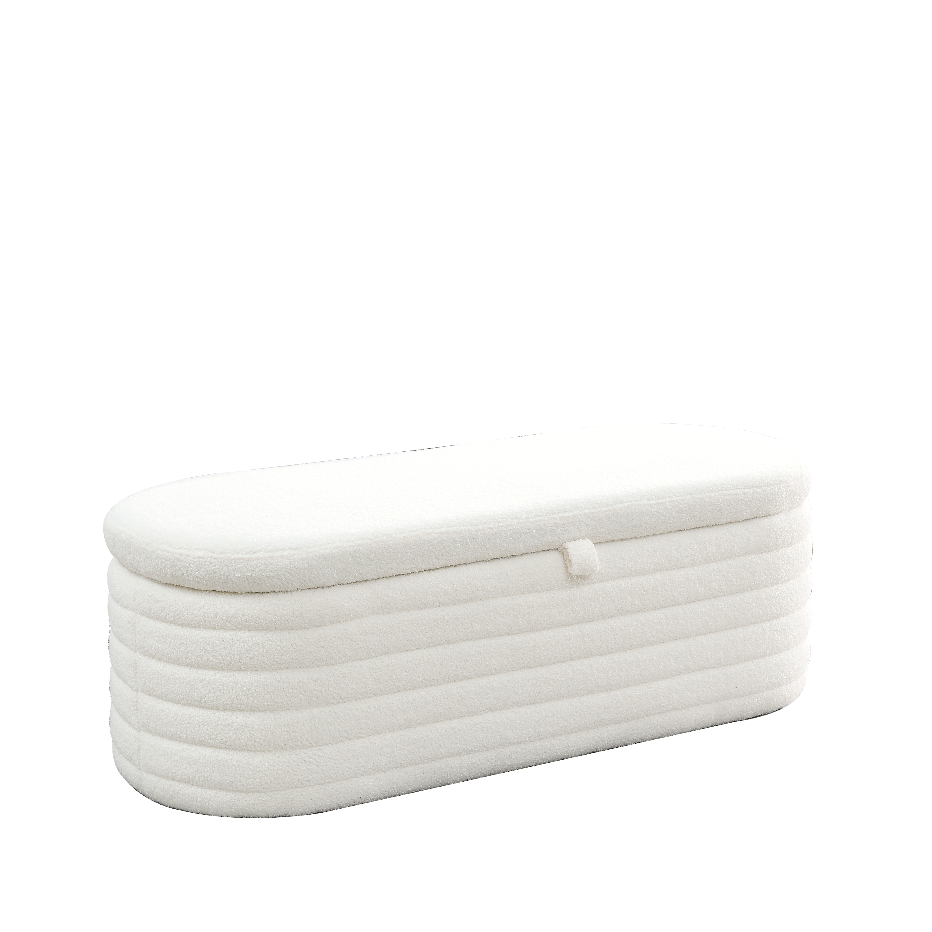 Storage Ottoman Bench Upholstered Fabric Storage - White Teddy