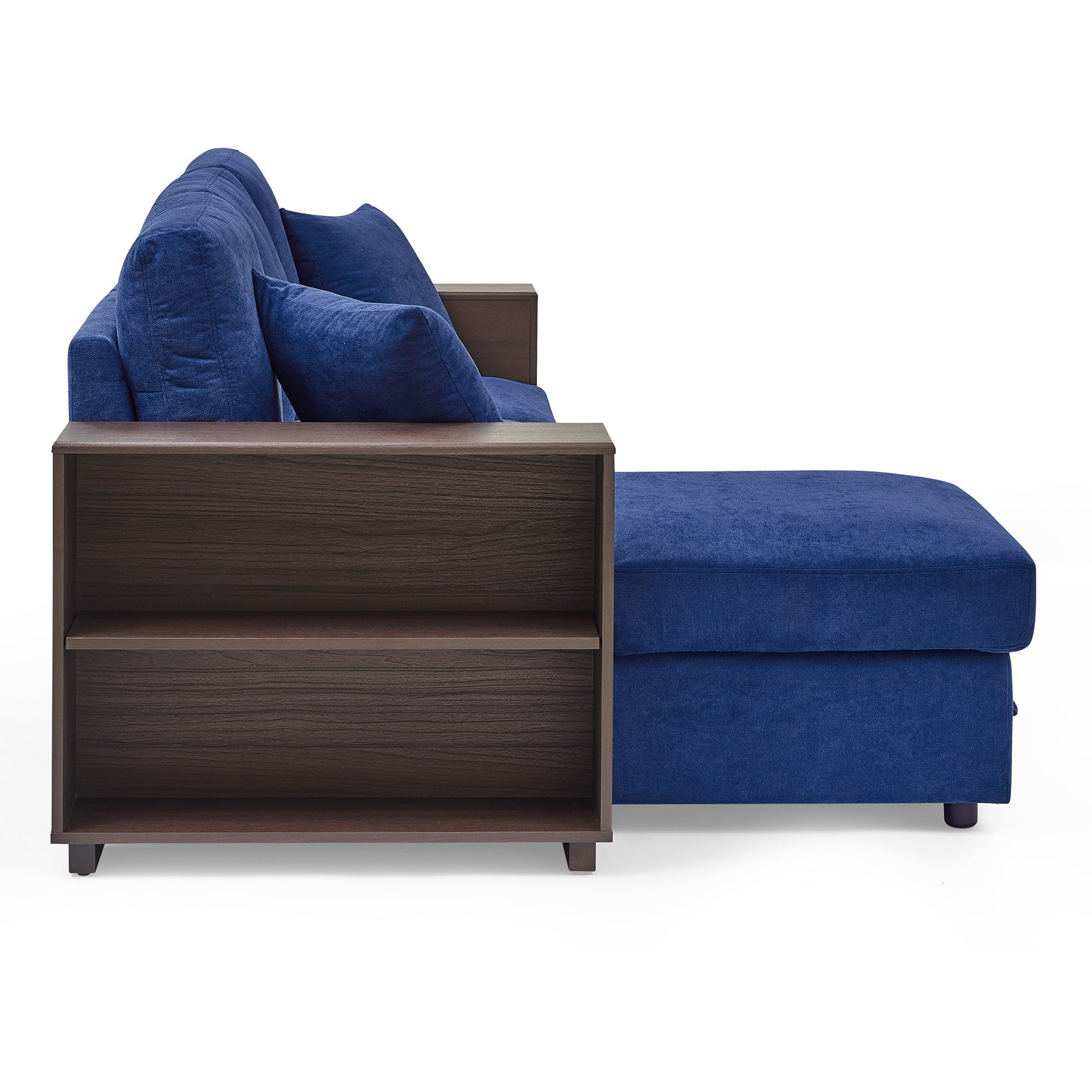 MAICOSY 88" Sleeper Sofa and Reversible Chaise Storage & Two Pillows, Navy Blue