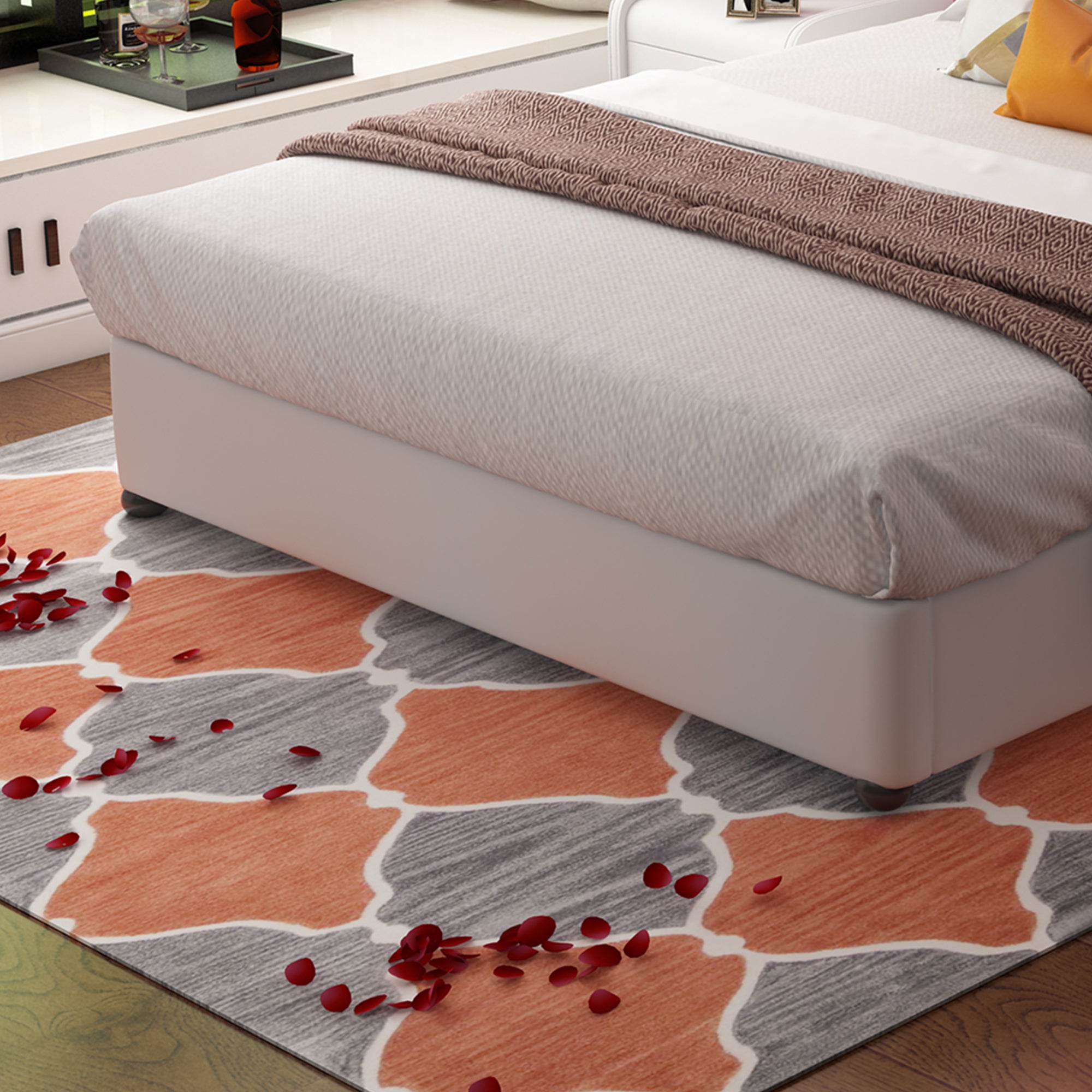 Twin Bed Frame with Button Tufted Headboard, Faux Leather Upholstered Mattress Wooden Slat Support