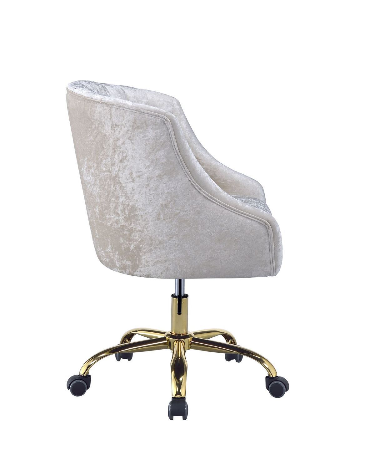 Elegant Velvet Office Chair - Vintage Cream & Gold