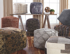 Contemporary Diamond-Shaped Fringe Pouf - Gray