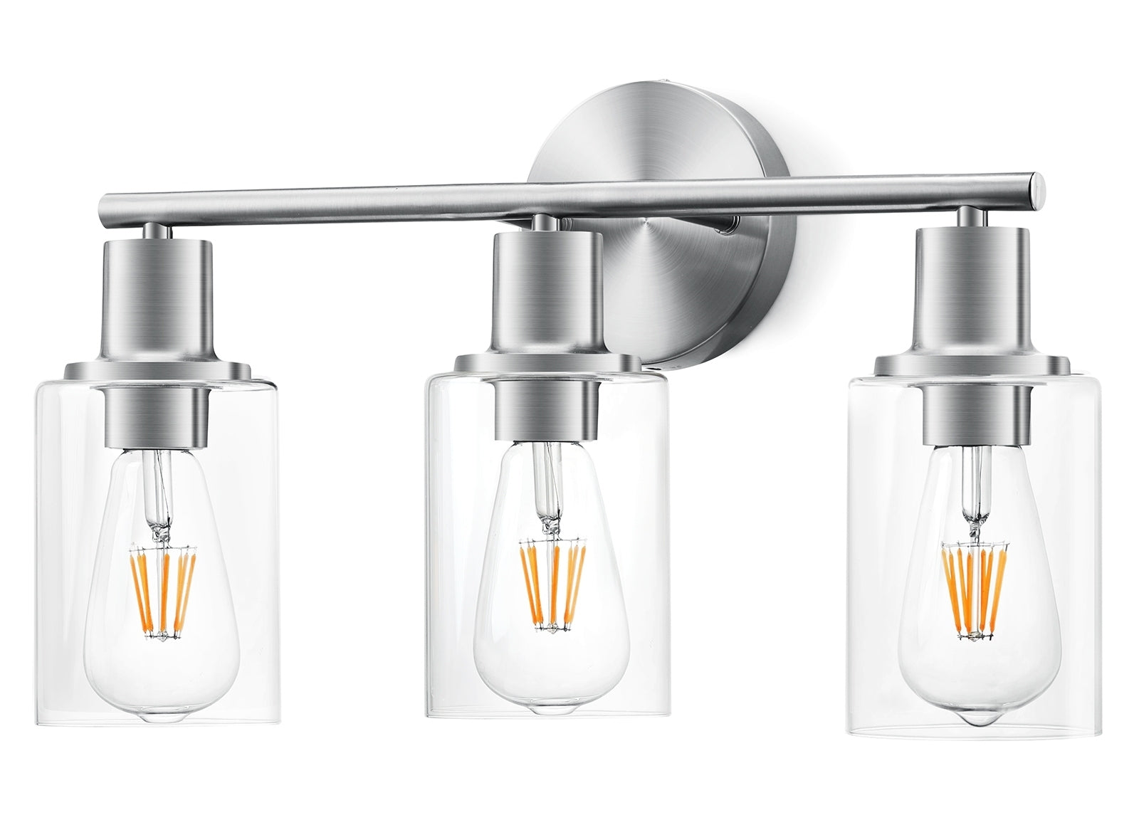 3-Light Vanity Light with Clear Glass Lampshade - Black