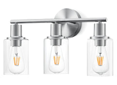 3-Light Vanity Light with Clear Glass Lampshade - Black
