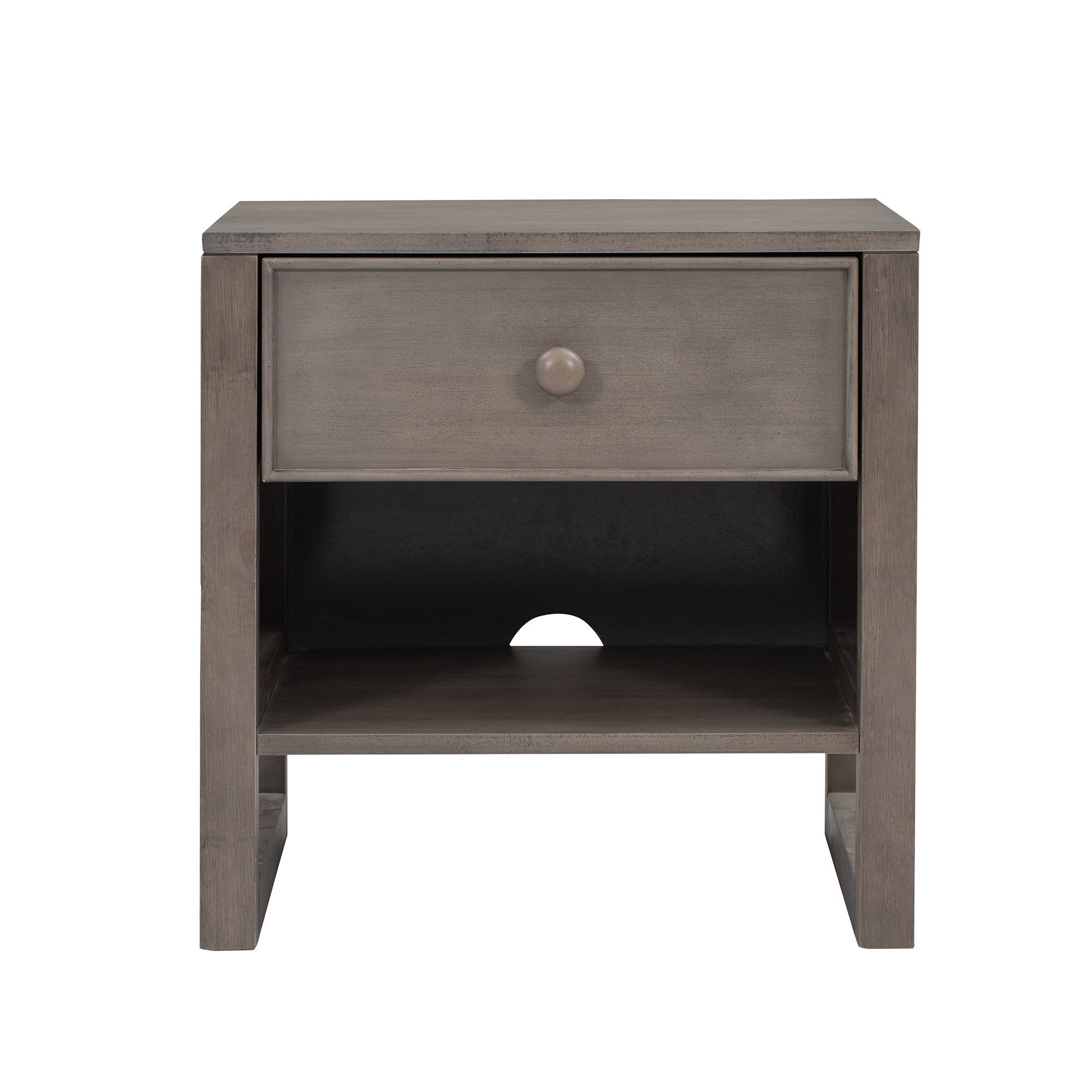 Wooden Nightstand with a Drawer and an Open Storage - Antique Gray