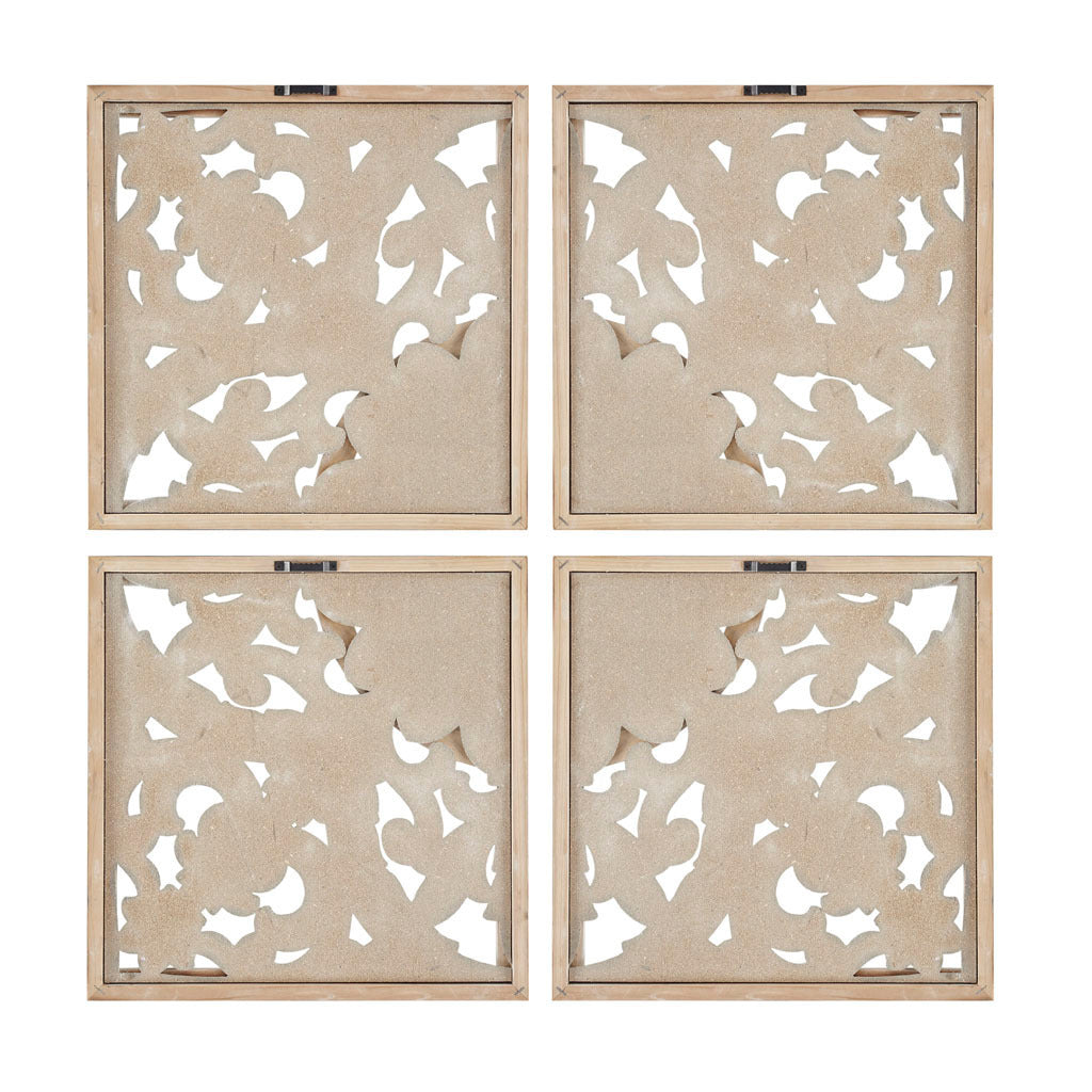 Arwen Two-tone Medallion Carved Wood 4-piece Wall Decor Set