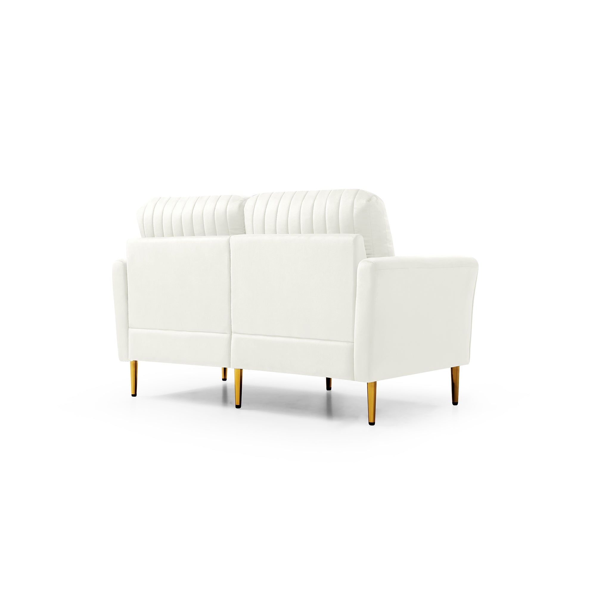 Set of 2 Couches 2-Piece Cream Velvet Upholstered Living Room Sofa, Including 2-Seater Sofa and Loveseat with Four Throw Pillows and Metal legs