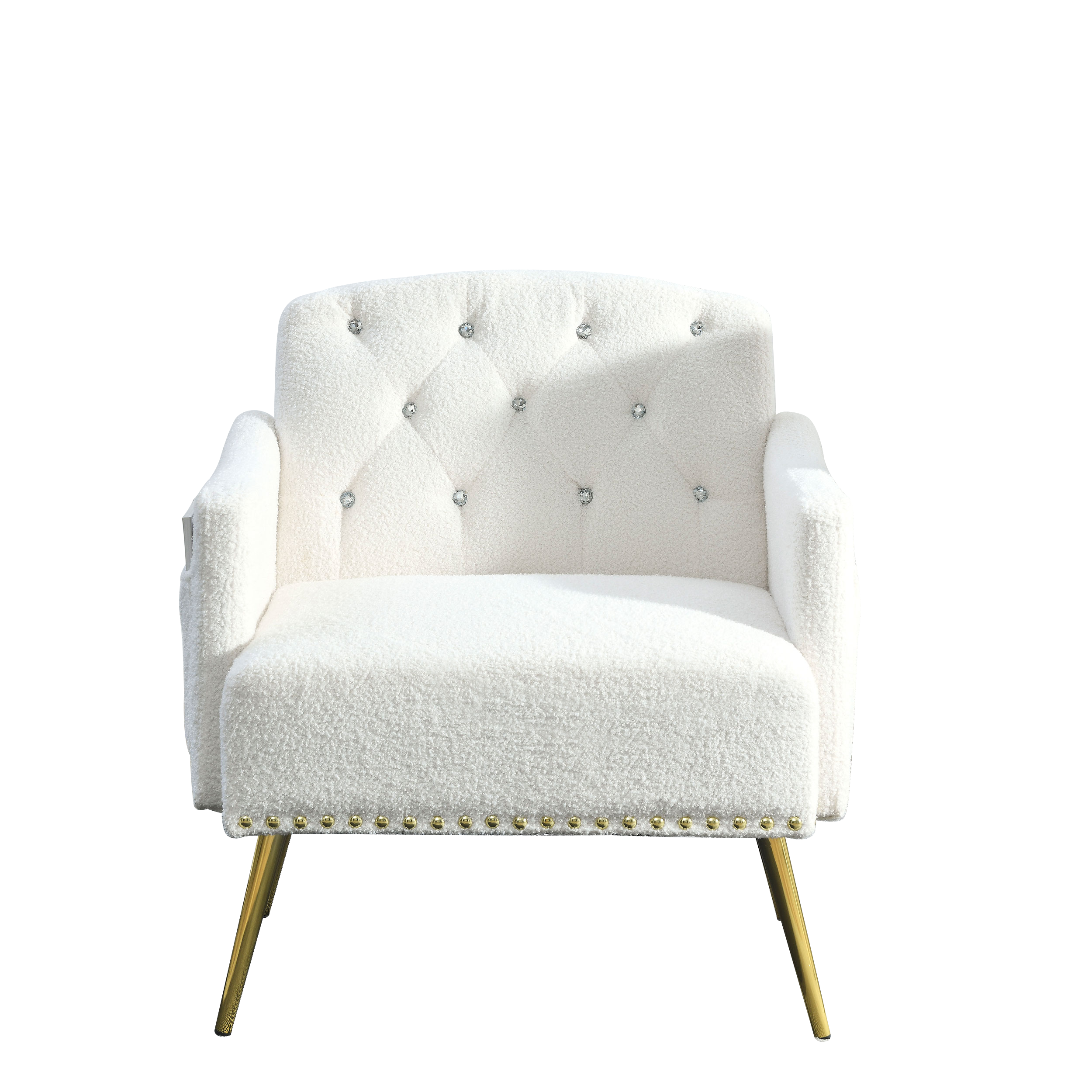 30 "W Modern Chesterfield Tufted Upholstered Chair with Deep Buttons - White Teddy