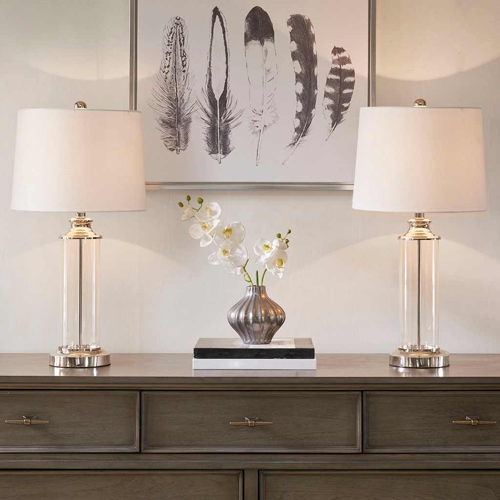 Clarity Glass Cylinder Table Lamp (Set of 2)