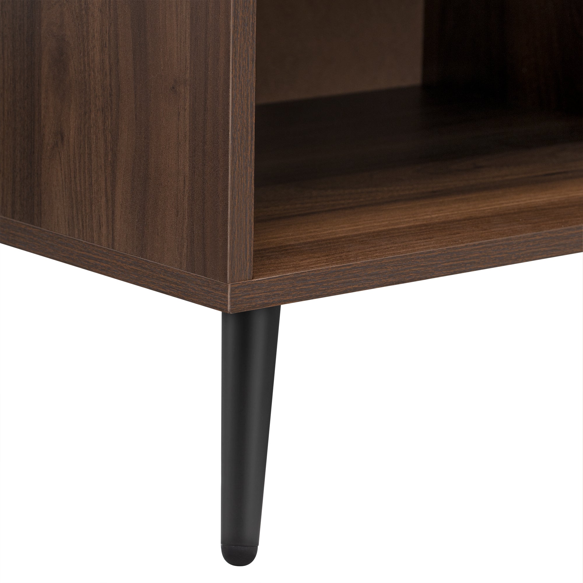 Wooden Nightstand  End Table for Bedroom - Gray+Walnut