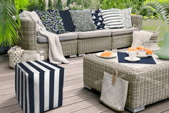 Navy Indoor/Outdoor Pouf - Zipper Cover Only