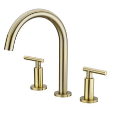 Two Handle High Arc Widespread Bathroom Sink Faucet 3 Hole - Gold