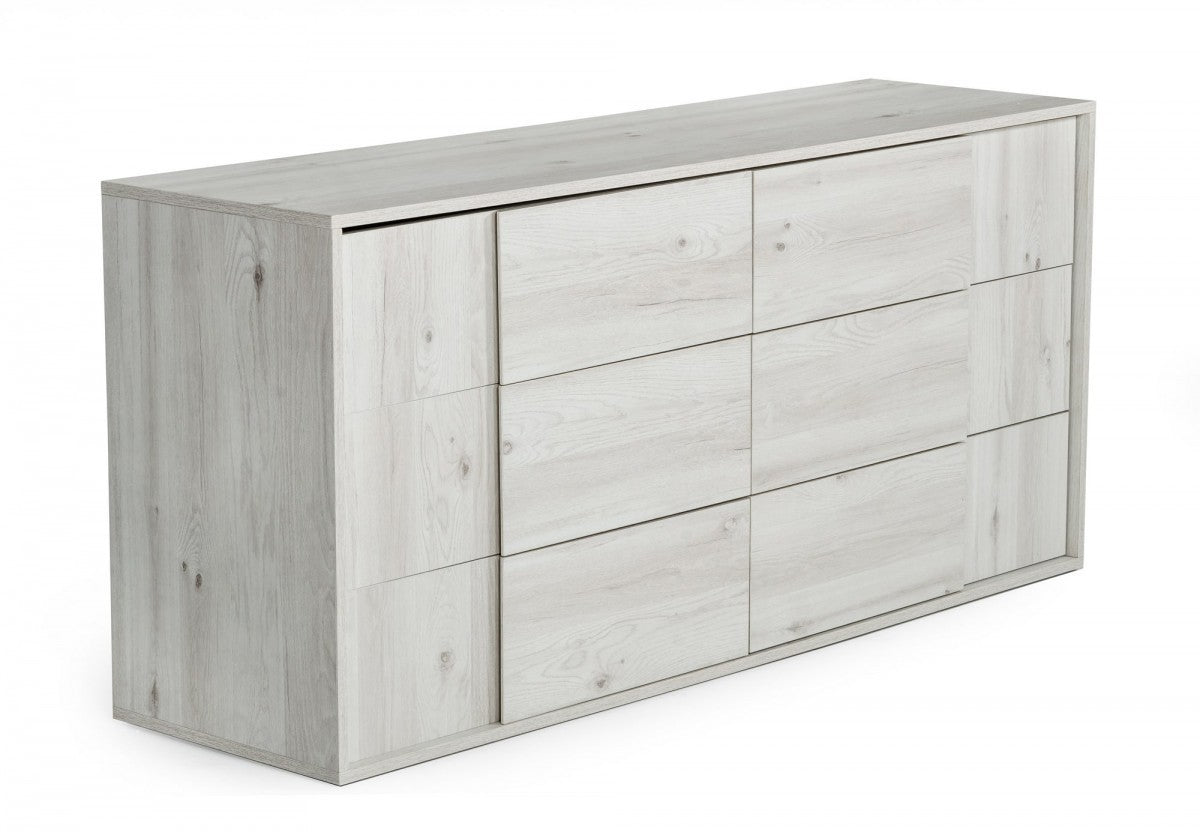 Italian Modern White Washed Oak Dresser