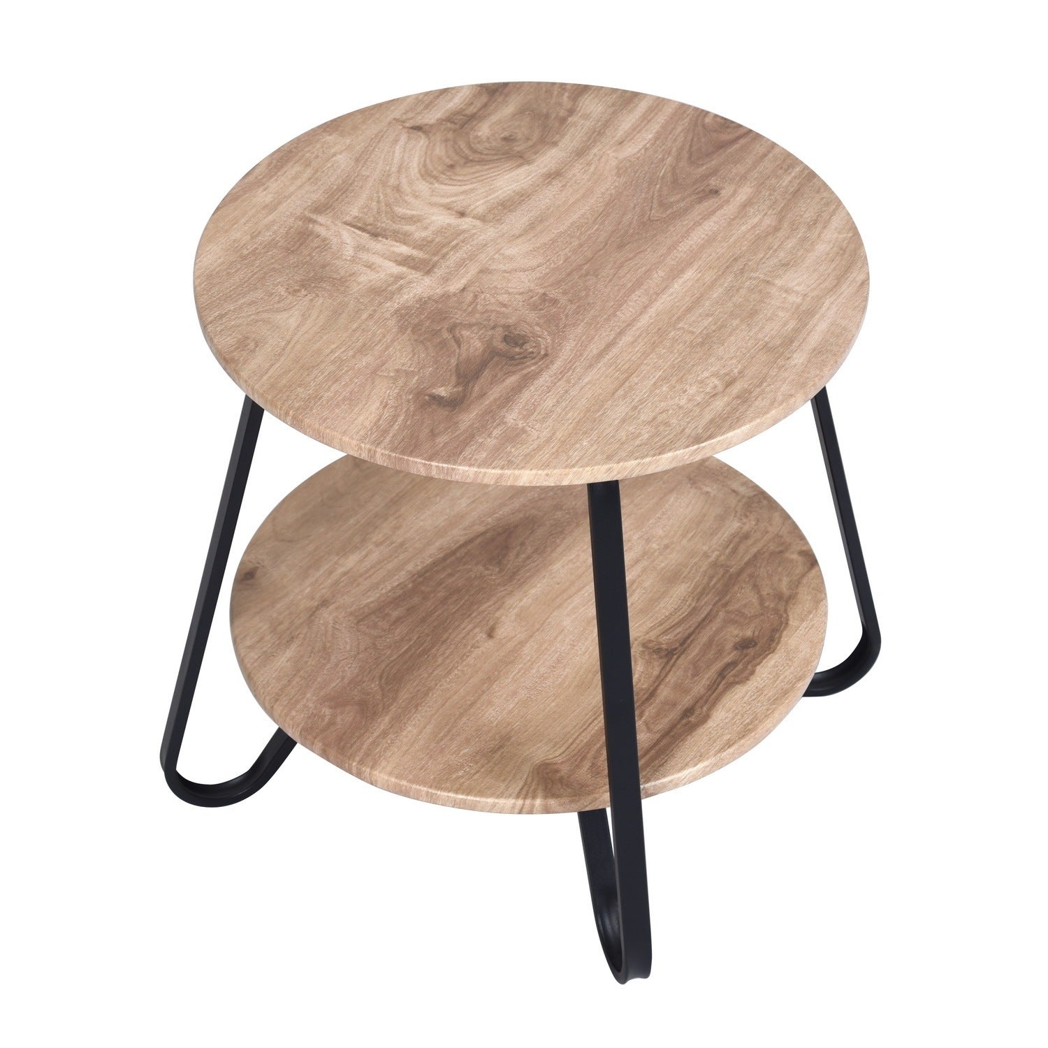 Round Coffee Tables 2 Tier Storage Table Farmhouse Small Side Table