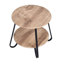 Round Coffee Tables 2 Tier Storage Table Farmhouse Small Side Table